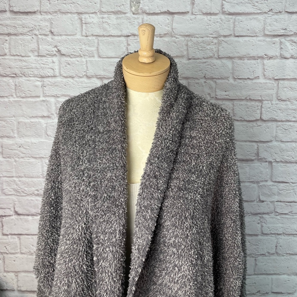 Barefoot Dreams Cozy Chic Knit Cocoon Gray Fuzzy Comfy Cardigan Size S/M - Picture 5 of 6
